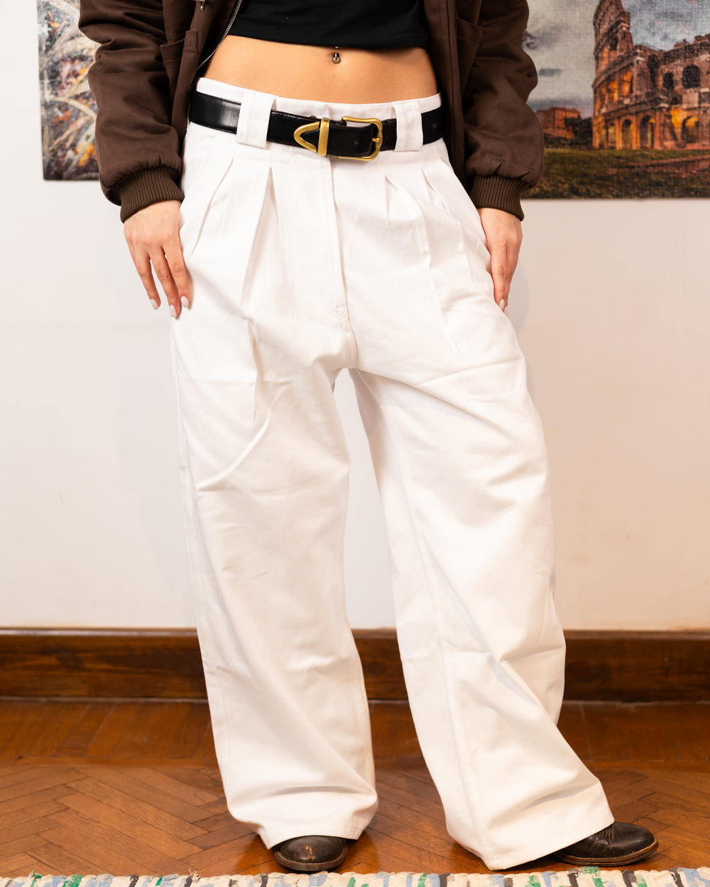 AZL Double Pleated Pants White