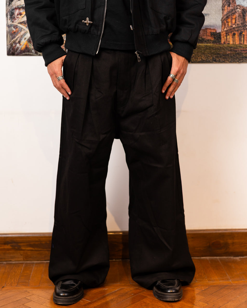 AZL double Pleated Pants Black