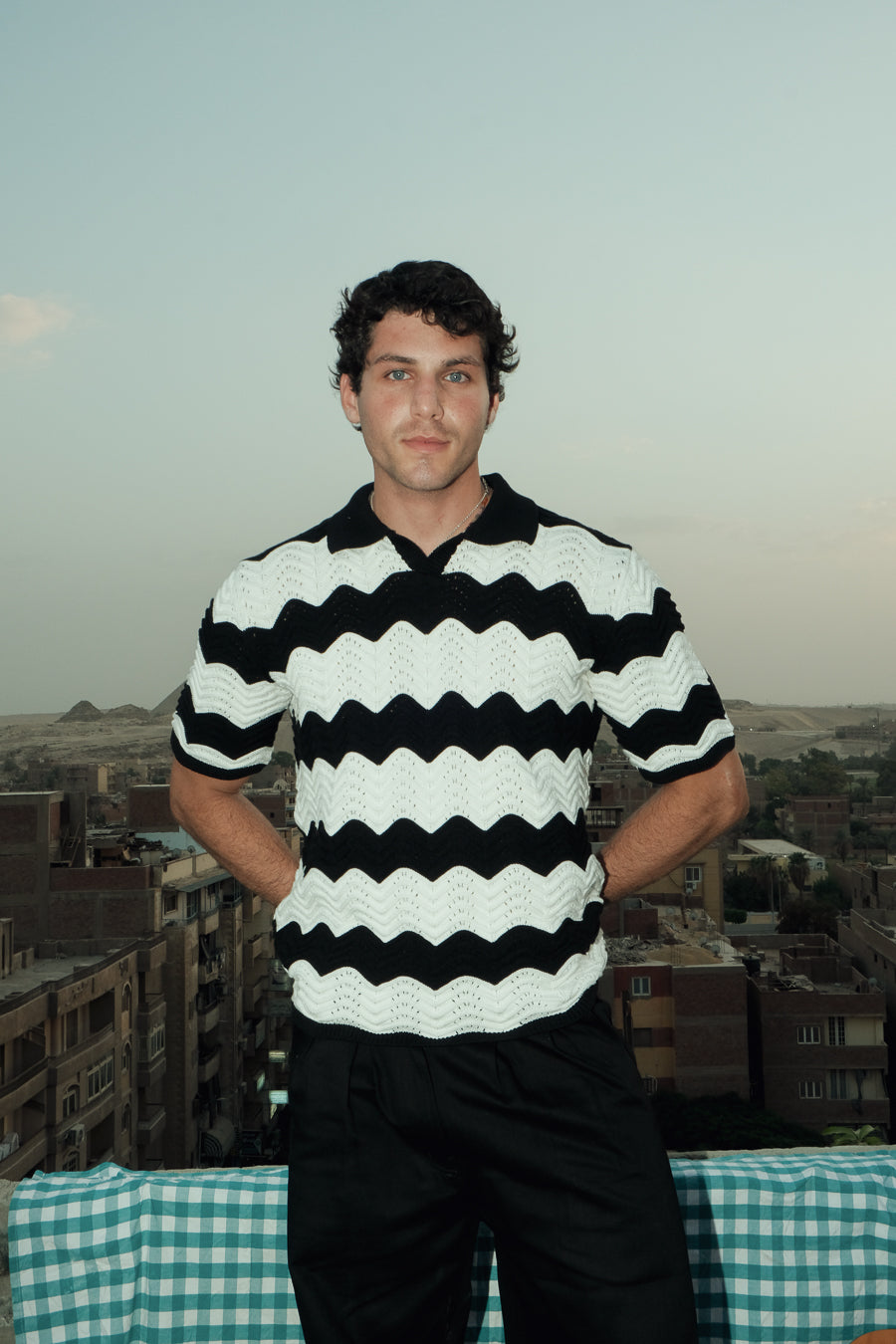 Wavy Knit Polo-Nightfall