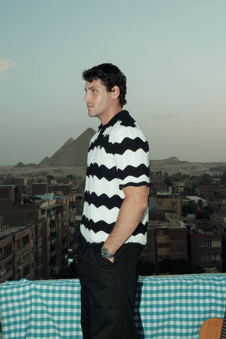 Wavy Knit Polo-Nightfall