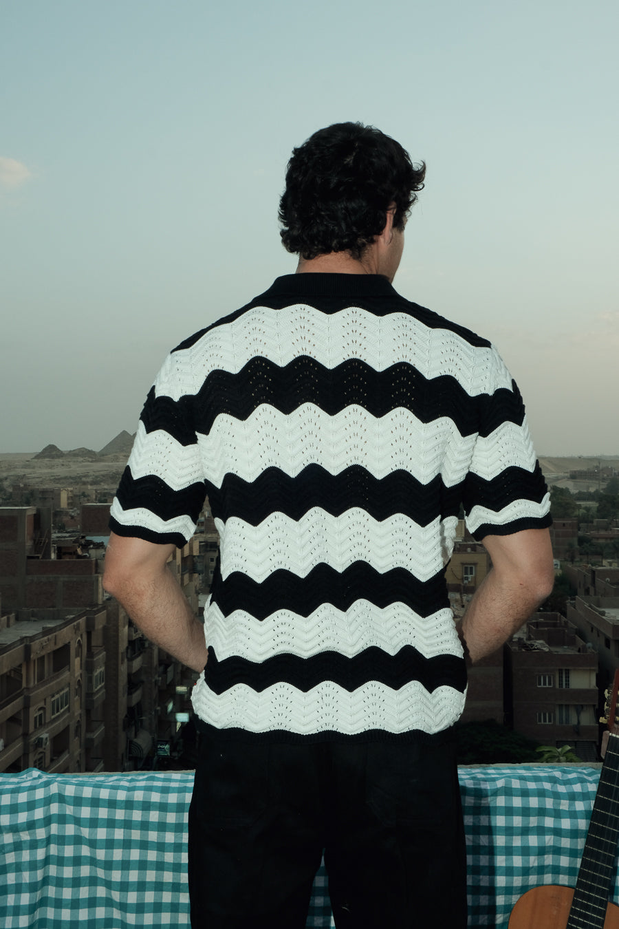 Wavy Knit Polo-Nightfall