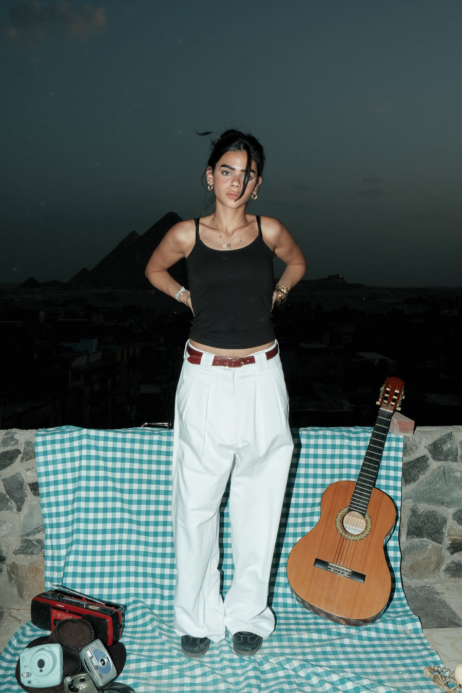 Double Pleated Denim - White Dune