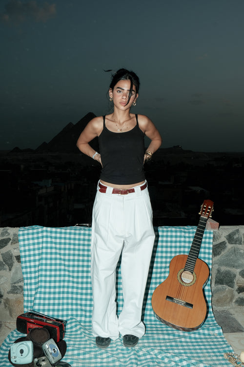 Double Pleated Denim - White Dune