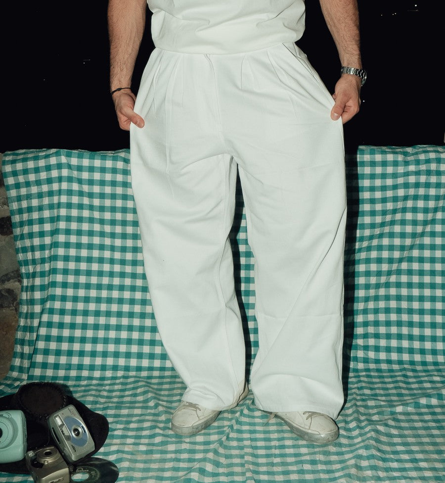 Double Pleated Denim - White Dune